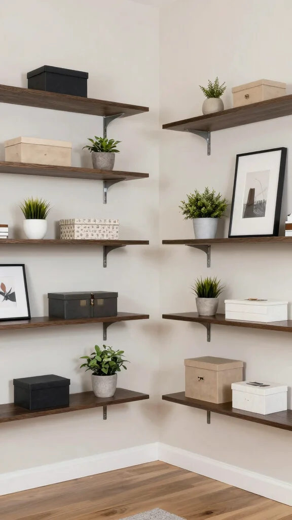 12 Storage Room Shelf Organization Ideas for a Tidy Accessible Space - 2. Floating Shelves for Modern Elegance 1