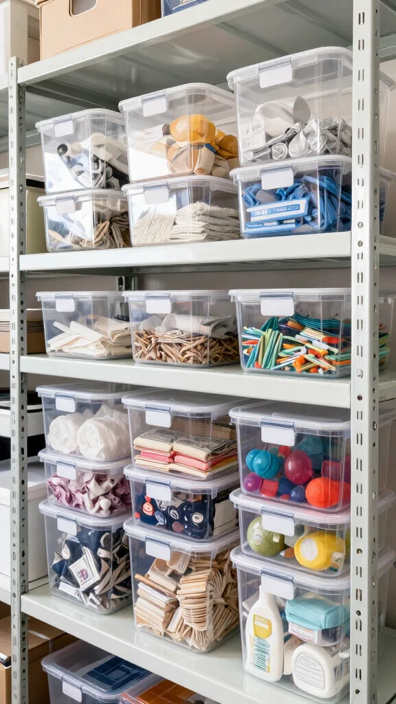 12 Storage Room Shelf Organization Ideas for a Tidy Accessible Space - 3. Clear Containers for Visibility 1