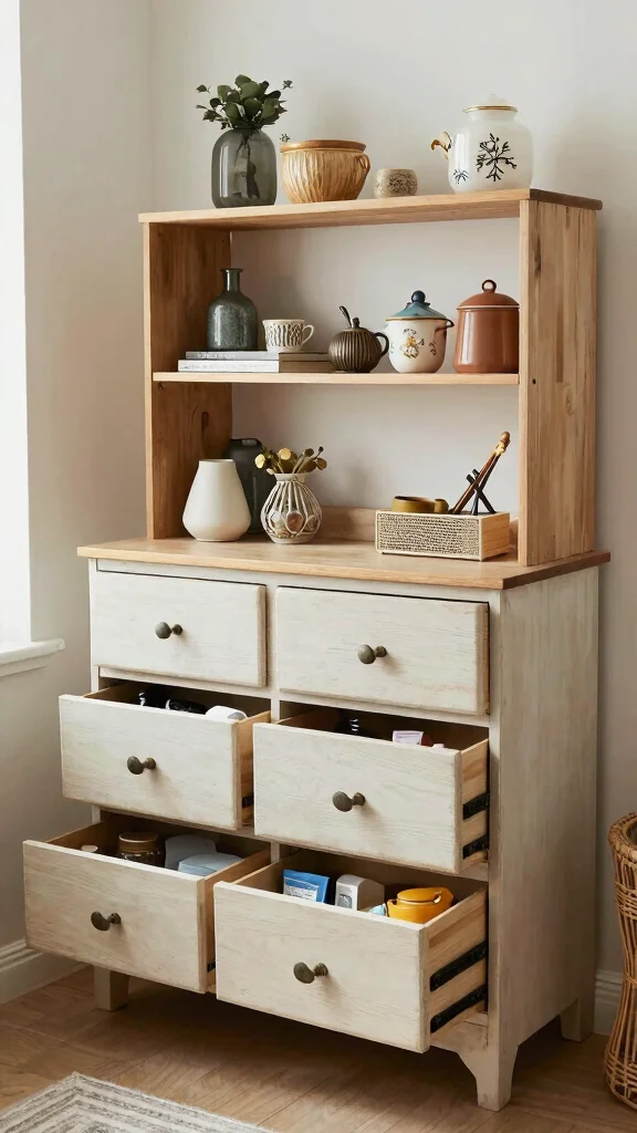 12 Storage Room Shelf Organization Ideas for a Tidy Accessible Space - 8. Repurpose Old Furniture as Storage 1