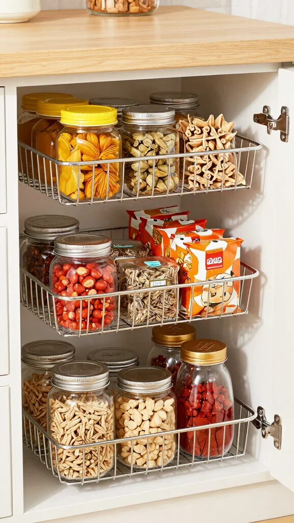 12 Storage Room for Kitchen Ideas for a Well-Stocked Organized Pantry - 10. Under-Shelf Baskets 1