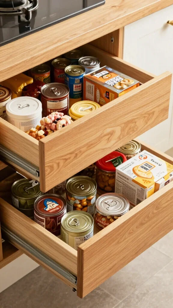 12 Storage Room for Kitchen Ideas for a Well-Stocked Organized Pantry - 4. Pull-Out Pantry Drawers 1