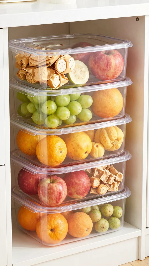 12 Storage Room for Kitchen Ideas for a Well-Stocked Organized Pantry - 6. Tiered Stacking Bins 1