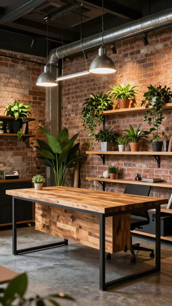 12 Storage Room to Office Conversion Ideas for a Productive Workspace - 10. Industrial-Style Workspace 1