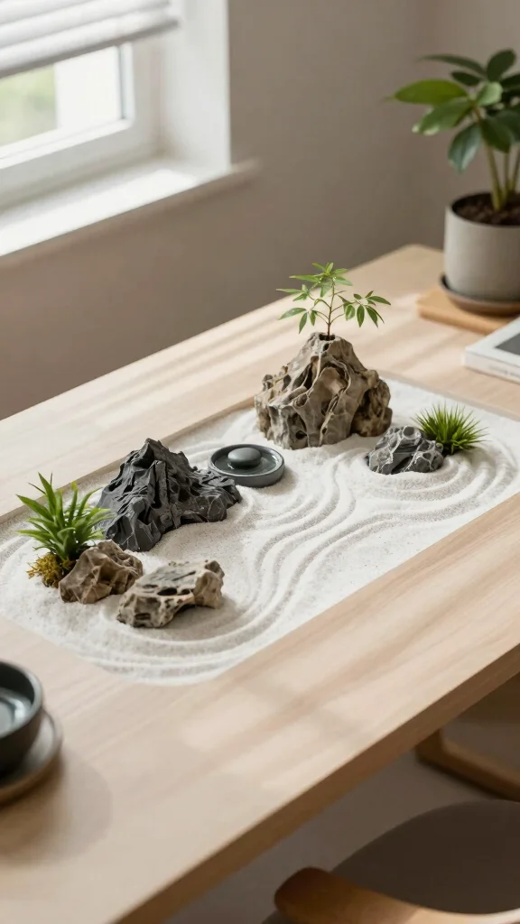 12 Storage Room to Office Conversion Ideas for a Productive Workspace - 12. Functional Zen Garden Desk 1