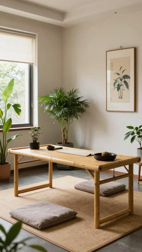 12 Storage Room to Office Conversion Ideas for a Productive Workspace - 5. Zen-Inspired Space 1