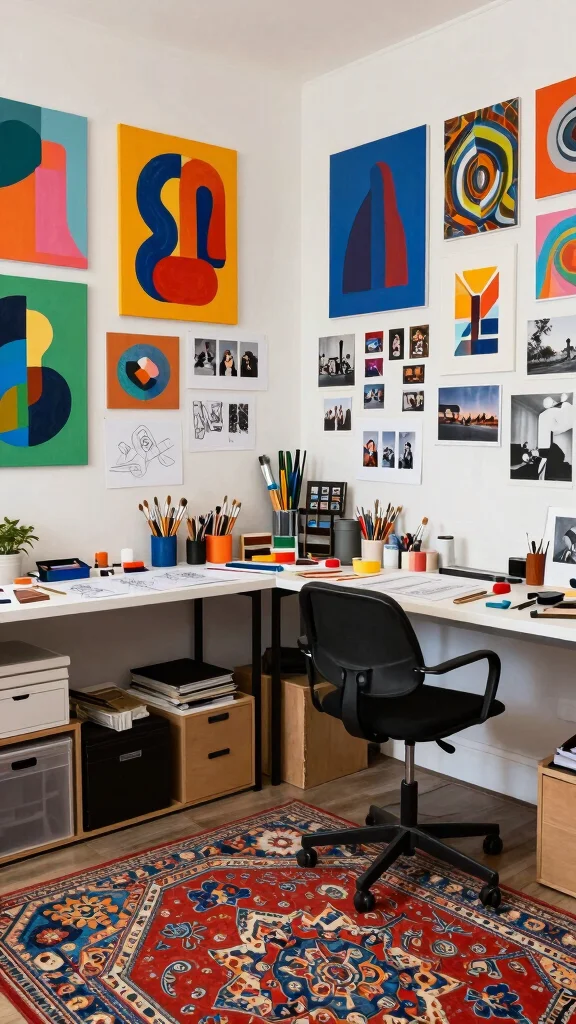 12 Storage Room to Office Conversion Ideas for a Productive Workspace - 8. Artistic and Inspirational Workspaces 1