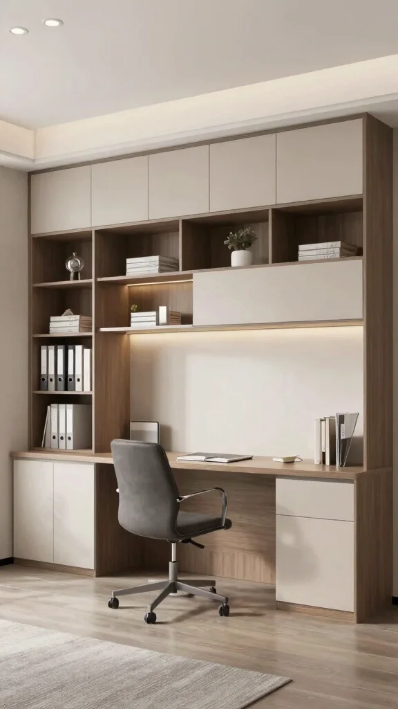12 Storage Room to Office Conversion Ideas for a Productive Workspace - 9. Customized Built-In Solutions 1