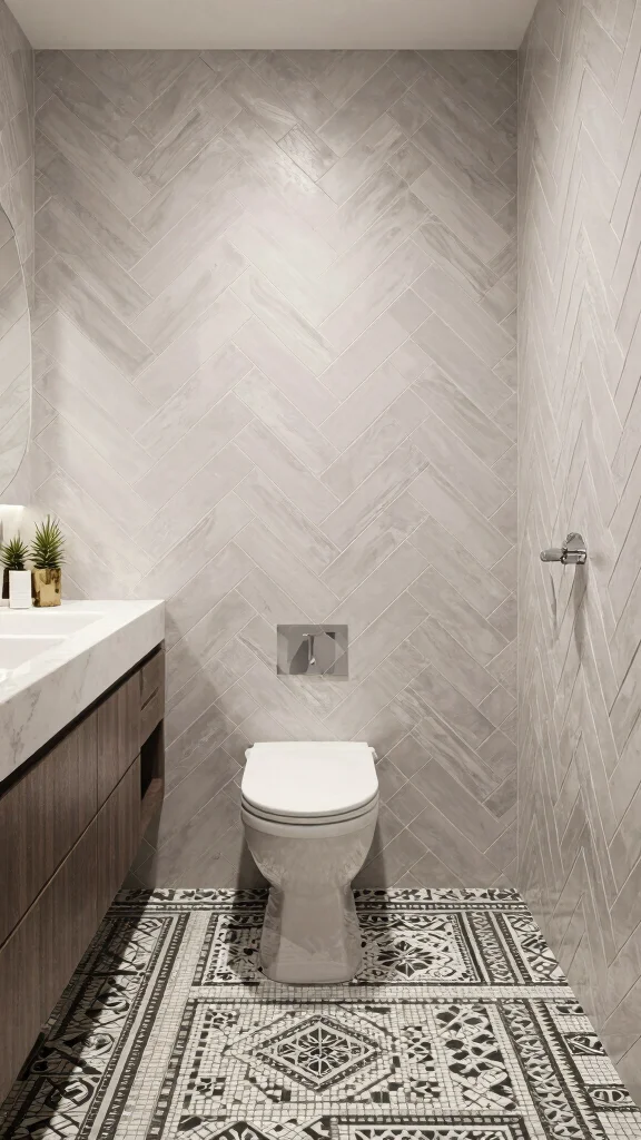13 Basement Bathroom Ideas for a Stylish Functional Lower Level - 5. Creative Tile Patterns 1