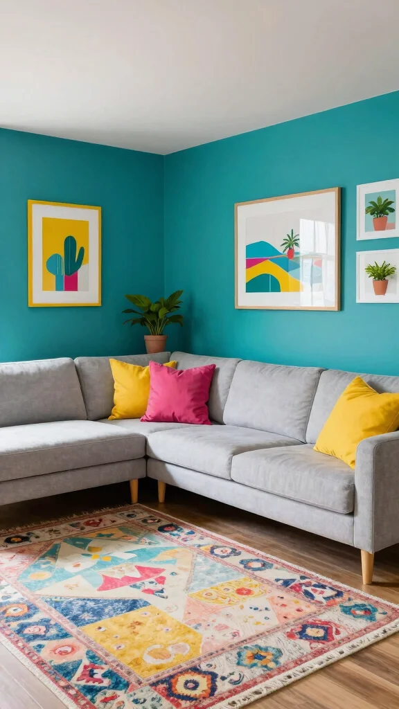 13 Basement Decorating Ideas for a Cozy Stylish Living Space - 6. Incorporate Colorful Accents 1