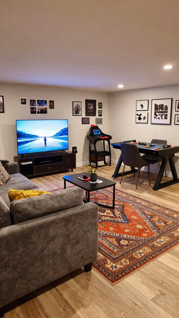 13 Basement Decorating Ideas for a Cozy Stylish Living Space - 7. Create Zones for Different Activities 1