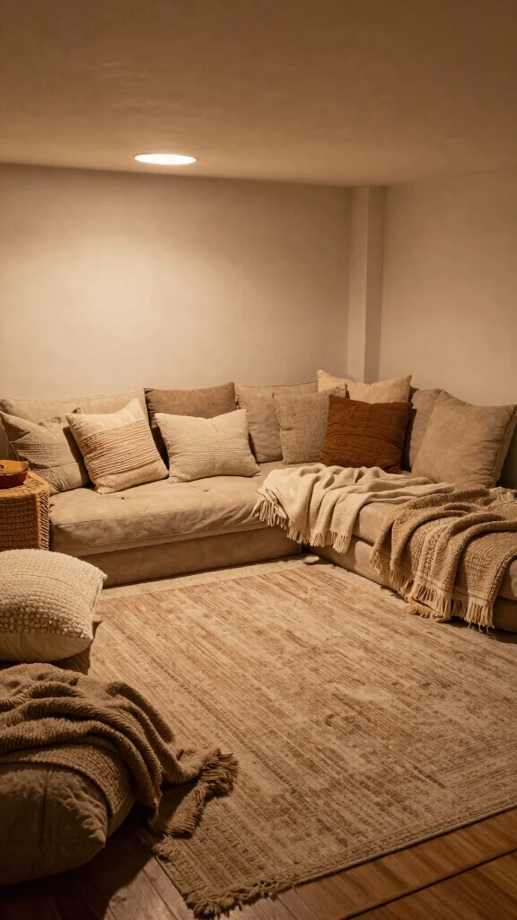 13 Basement Finishing Ideas for a Polished Beautiful Lower Level - 10. Warm and Inviting Textiles 1