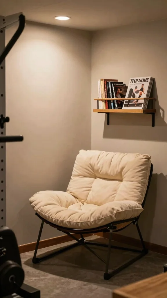 13 Basement Gym Ideas for a Functional Motivating Home Workout Space - 13. Incorporating a Relaxation Space 1