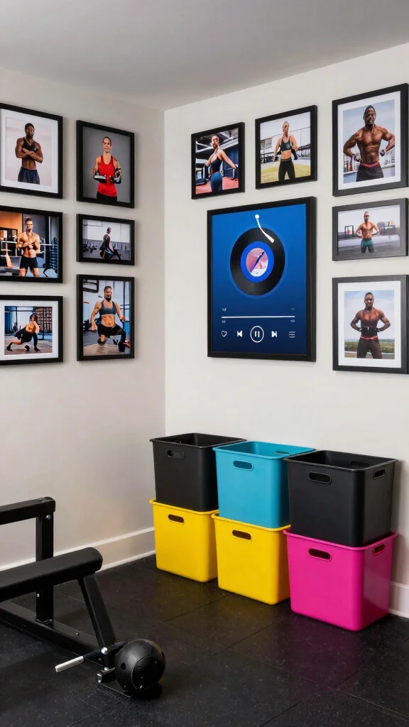 13 Basement Gym Ideas for a Functional Motivating Home Workout Space - 7. Personal Touches 1