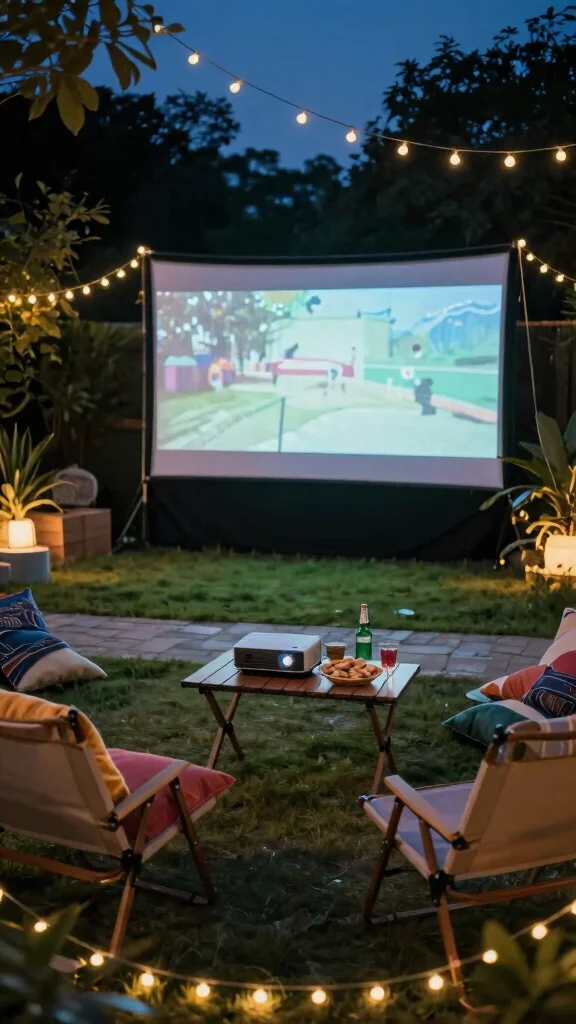 13 Basement Home Theater Ideas for a Cinematic Immersive Movie Experience - 10. Outdoor Movie Experience 1
