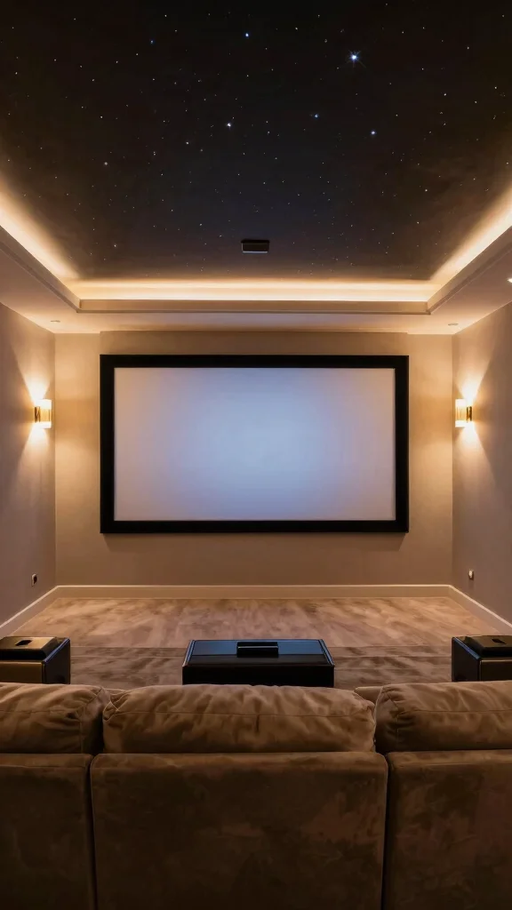 13 Basement Home Theater Ideas for a Cinematic Immersive Movie Experience - 3. Custom Lighting Solutions 1