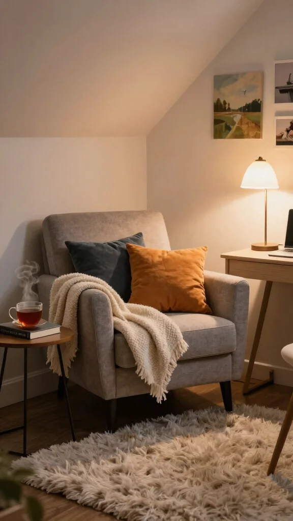 13 Basement Office Ideas for a Productive Stylish Home Workspace - 3. Cozy Nook for Relaxation 1