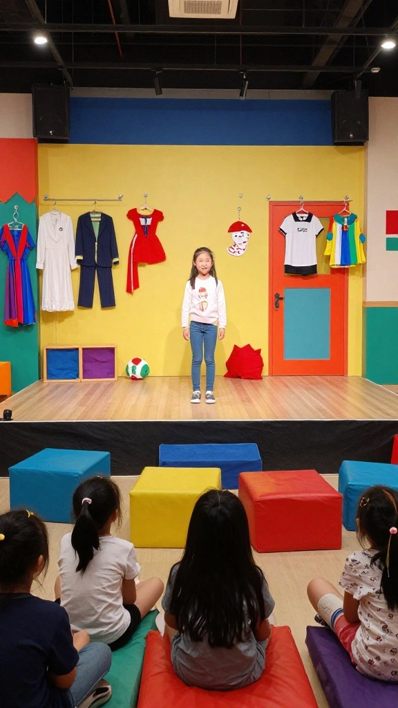 13 Basement Playroom Ideas for a Fun Safe Organized Kids Space - 12. Mini-Performance Stage 1