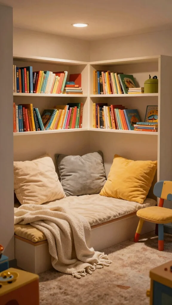 13 Basement Playroom Ideas for a Fun Safe Organized Kids Space - 6. Cozy Reading Nooks 1