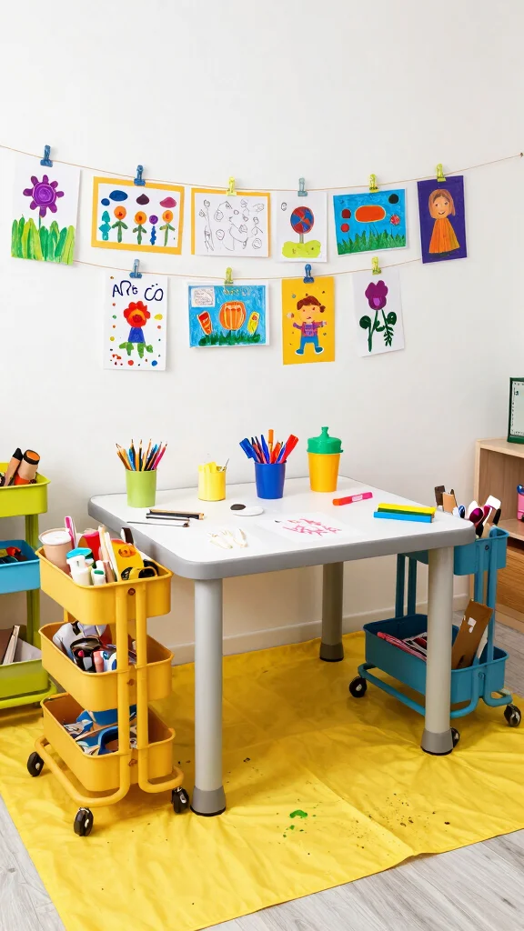 13 Basement Playroom Ideas for a Fun Safe Organized Kids Space - 7. Arts and Crafts Station 1