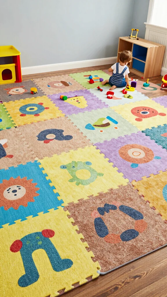 13 Basement Playroom Ideas for a Fun Safe Organized Kids Space - 8. Playful Flooring Options 1