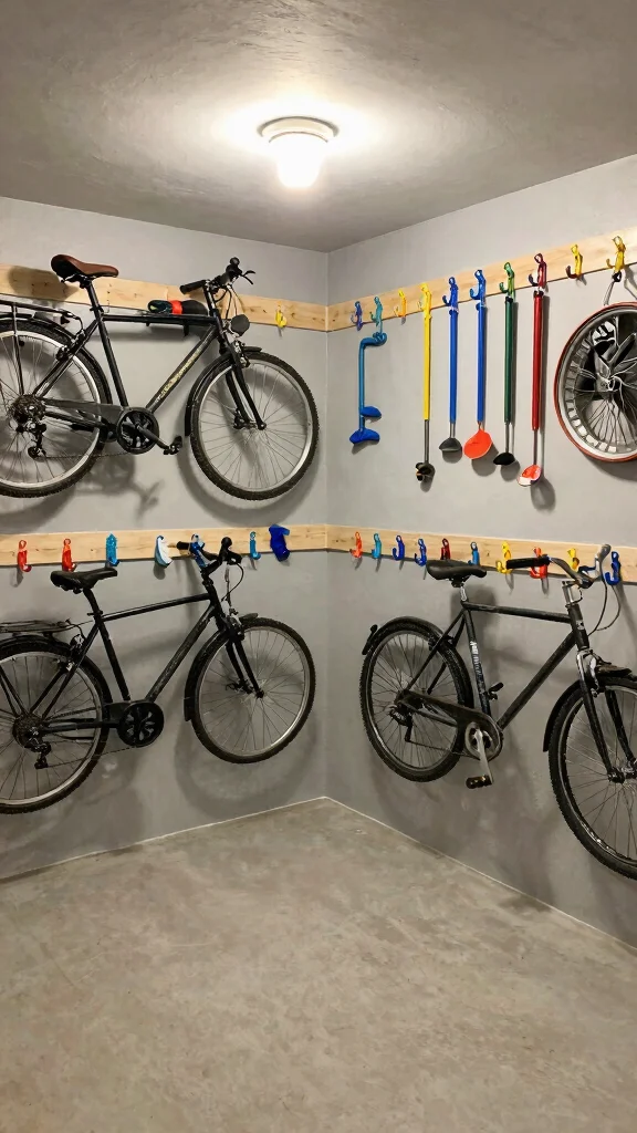 13 Basement Storage Room Ideas for a Functional Organized Space - 8. Hanging Racks and Hooks 1