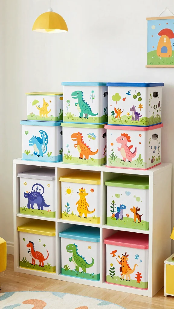 13 Kids Room Storage Ideas for a Tidy Fun Organized Space - 11. Fun, Themed Storage Boxes 1
