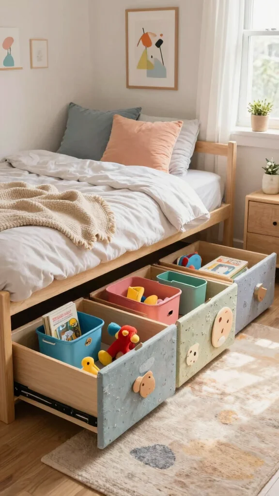 13 Kids Room Storage Ideas for a Tidy Fun Organized Space - 3. Under-Bed Storage Drawers 1
