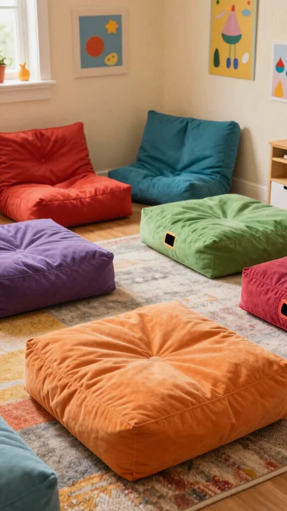 13 Kids Room Storage Ideas for a Tidy Fun Organized Space - 8. Fun Floor Cushions with Hidden Storage 1