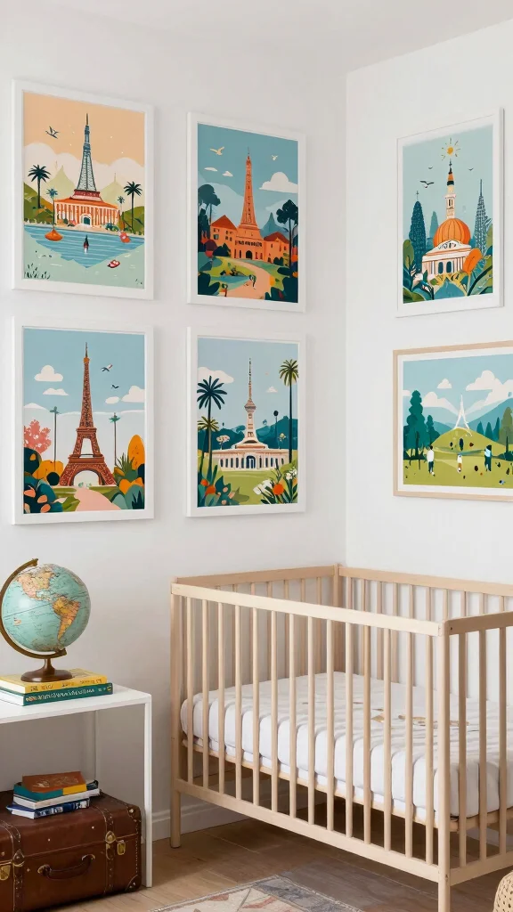 13 Nursery Art Print Ideas for a Curated Beautiful Baby Room Display - 13. Global Travel Inspiration 1