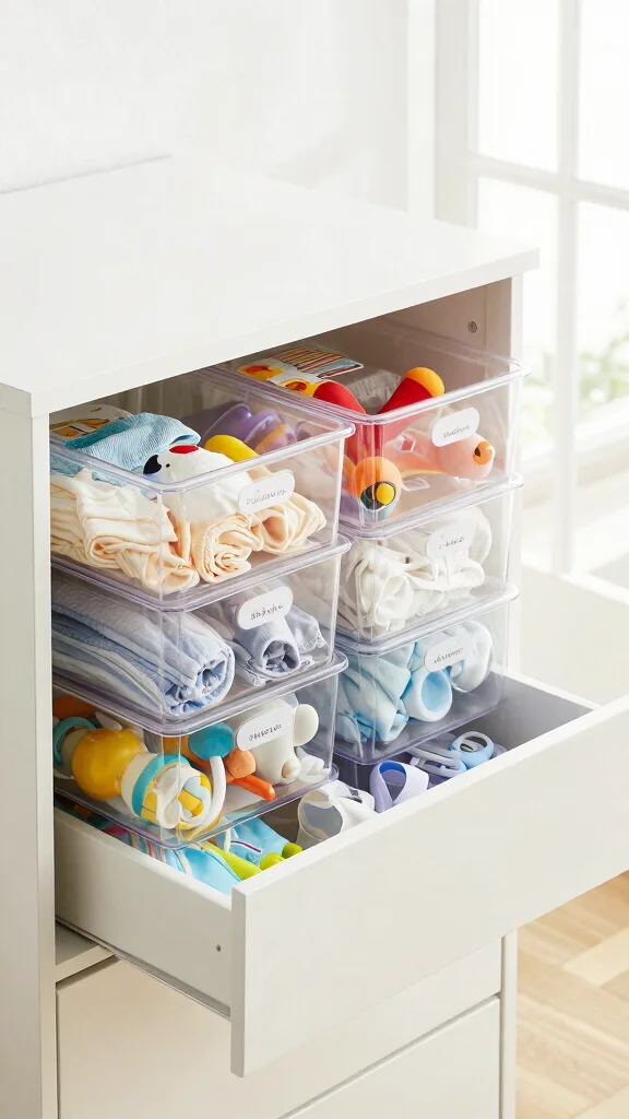 13 Nursery Dresser Organization Ideas for a Tidy Functional Baby Room - 5. Clear Storage for Visibility 1