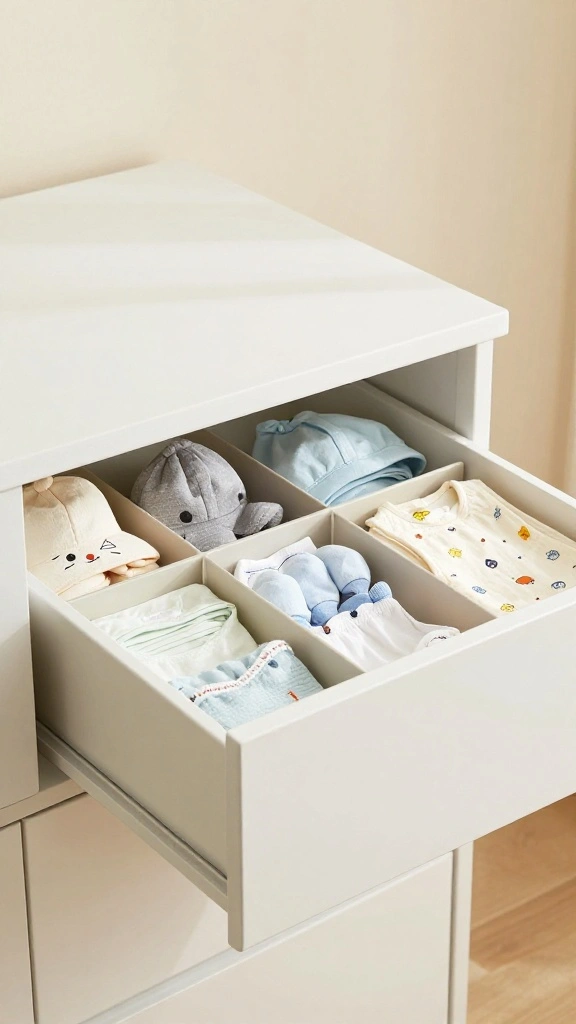 13 Nursery Dresser Organization Ideas for a Tidy Functional Baby Room - 9. Invest in Drawer Organizers 1