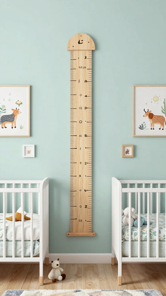 13 Nursery Ideas for Twins for a Functional Beautiful Shared Baby Room - 13. Incorporating Personal Growth Charts 1