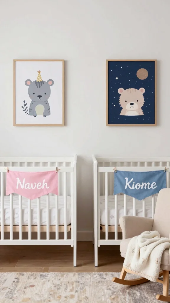 13 Nursery Ideas for Twins for a Functional Beautiful Shared Baby Room - 6. Personalized Touches for Each Baby 1
