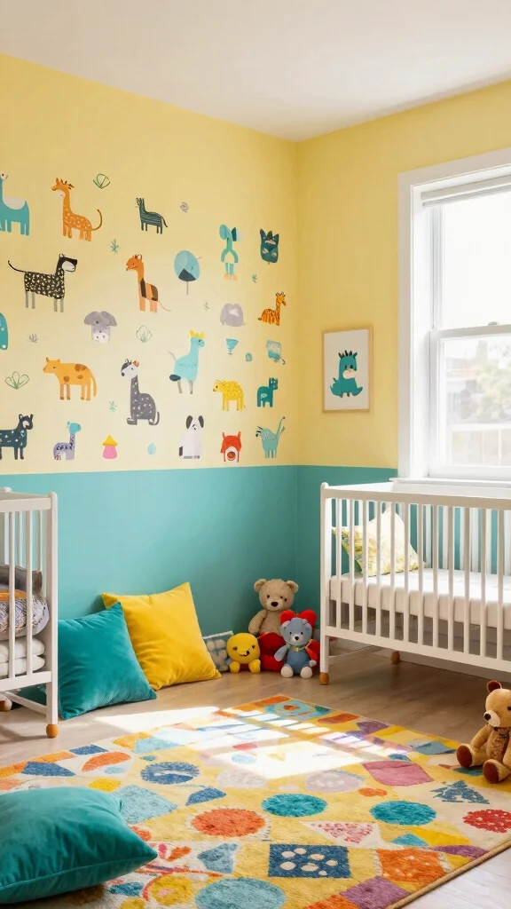 13 Nursery Layout Ideas for Every Room Size and Furniture Arrangement - 3. Playful Color Schemes 1