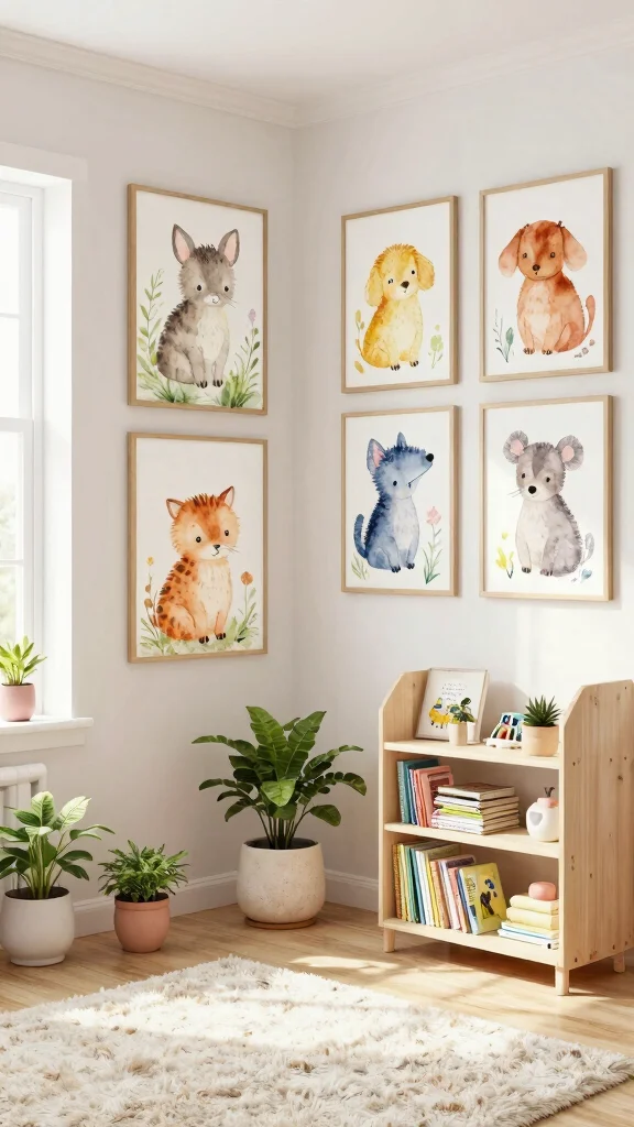 13 Nursery Wall Art Ideas for a Beautiful Personal Baby Room Display - 1. Whimsical Watercolor Art 1