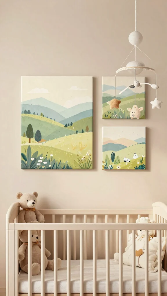 13 Nursery Wall Art Ideas for a Beautiful Personal Baby Room Display - 11. Canvas Art for a Soft Look 1