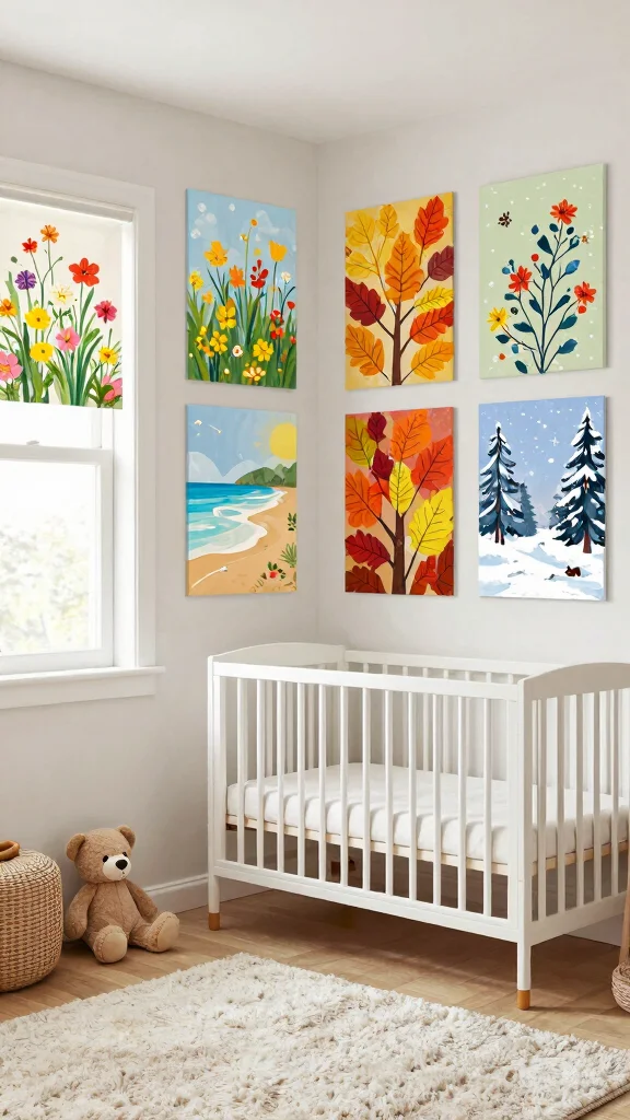 13 Nursery Wall Art Ideas for a Beautiful Personal Baby Room Display - 13. Seasonal Wall Art 1