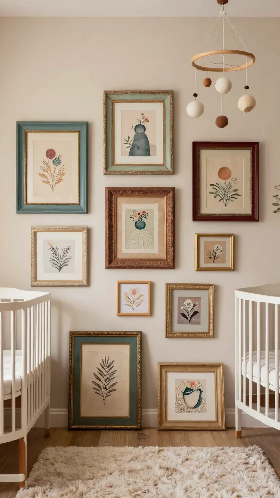 13 Nursery Wall Art Ideas for a Beautiful Personal Baby Room Display - 4. Upcycled Vintage Frames 1