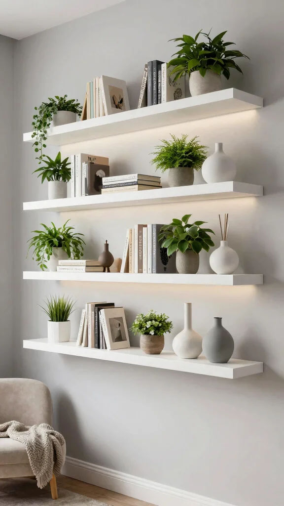 13 Shelf Storage Room Ideas for an Accessible Beautiful Organized Space - 1. Floating Shelves: The Space Savers 1
