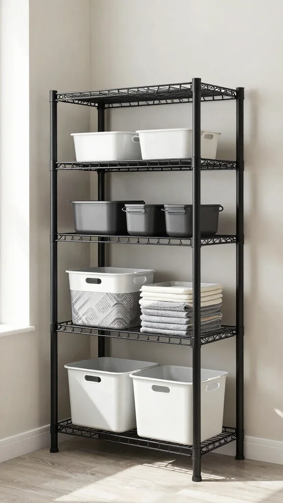 13 Shelf Storage Room Ideas for an Accessible Beautiful Organized Space - 11. Minimalist Wire Shelving 1