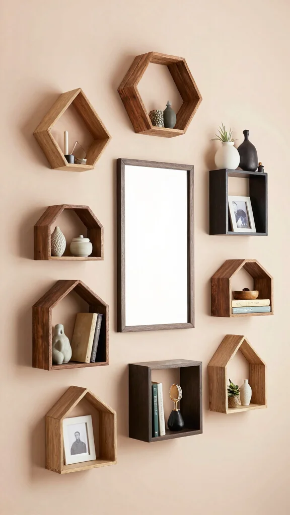 13 Shelf Storage Room Ideas for an Accessible Beautiful Organized Space - 4. Decorative Wall-Mounted Shelves 1