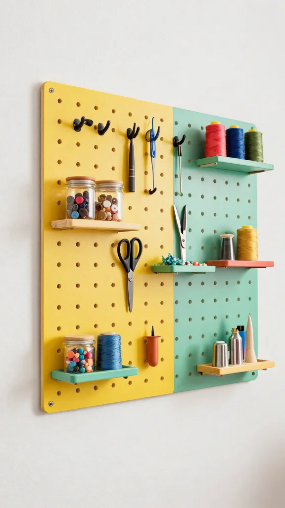 13 Shelf Storage Room Ideas for an Accessible Beautiful Organized Space - 8. Pegboard Shelving Solutions 1
