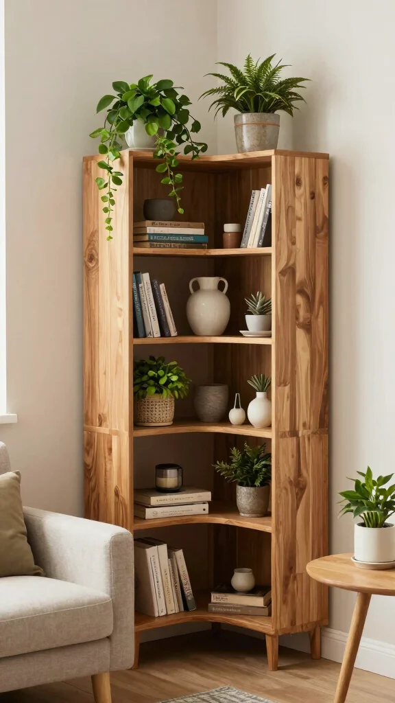 13 Shelf Storage Room Ideas for an Accessible Beautiful Organized Space - 9. Corner Shelf Units 1