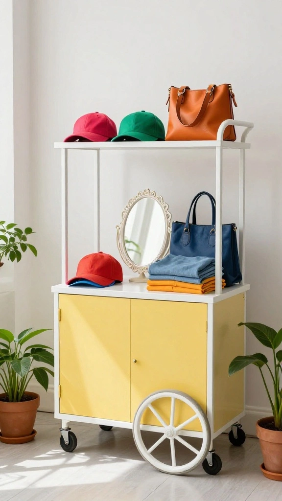 13 Storage Room for Clothes Ideas for a Tidy Organized Wardrobe Space - 6. Incorporate a Rolling Cart for Flexibility 1