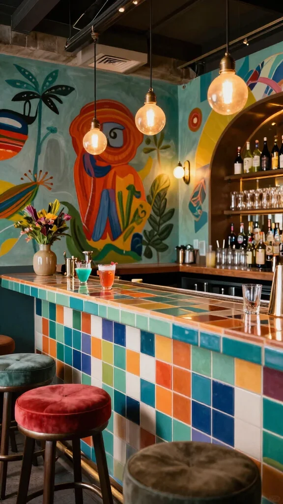 14 Basement Bar Concepts for an Entertainer's Dream Lower Level - 10. Artsy Cocktail Bar 1