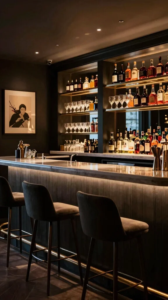 14 Basement Design Ideas From Cozy to Luxurious - 4. Stylish Bar Area 1