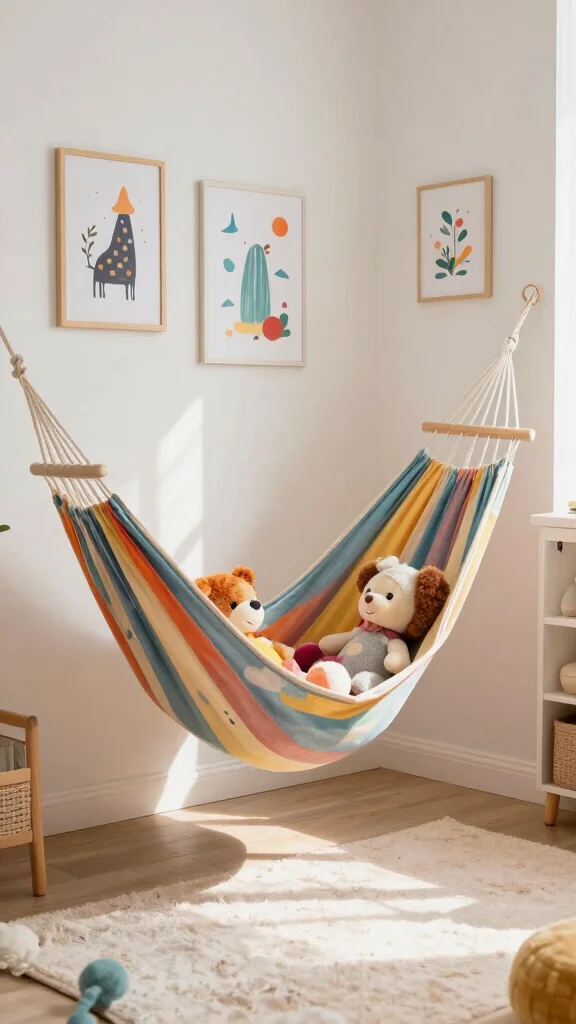 14 Nursery Storage Ideas for a Tidy Functional Beautiful Baby Room - 7. Fabric Storage Hammocks 1