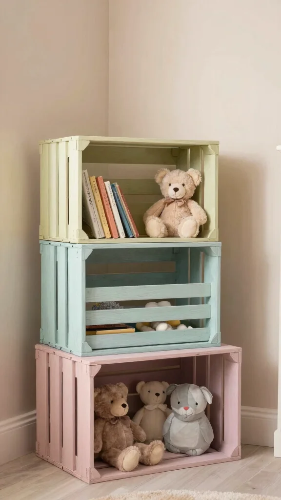 14 Nursery Storage Ideas for a Tidy Functional Beautiful Baby Room - 9. Charming Crate Storage 1